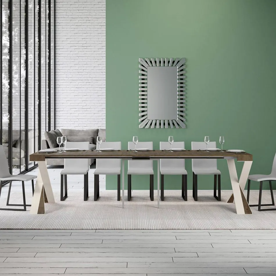 Nowoczesna konsola z możliwością przedłużenia do 300 cm z białą ramą Made in Italy - Lustro Viadurini