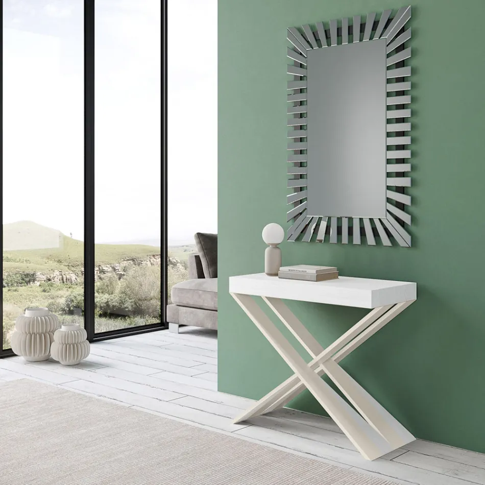 Nowoczesna konsola z możliwością przedłużenia do 300 cm z białą ramą Made in Italy - Lustro Viadurini