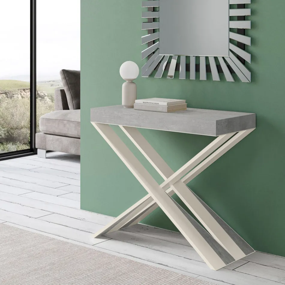 Nowoczesna konsola z możliwością przedłużenia do 300 cm z białą ramą Made in Italy - Lustro Viadurini