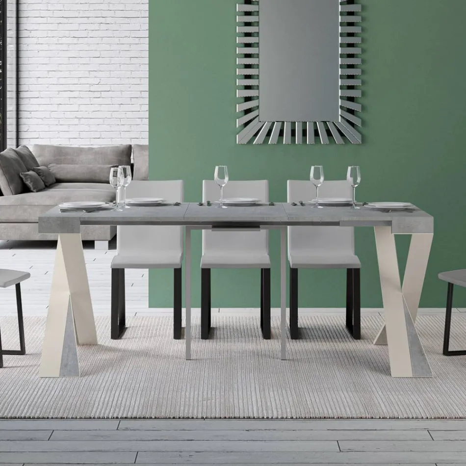 Nowoczesna konsola z możliwością przedłużenia do 300 cm z białą ramą Made in Italy - Lustro Viadurini