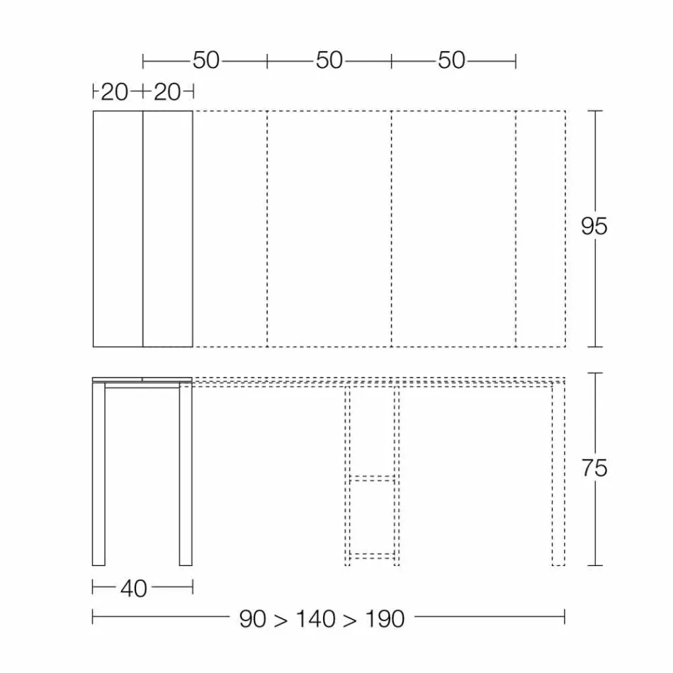 Wysuwana nowoczesna konsola z drewna dębowego i metalu Made in Italy - Nappo Viadurini
