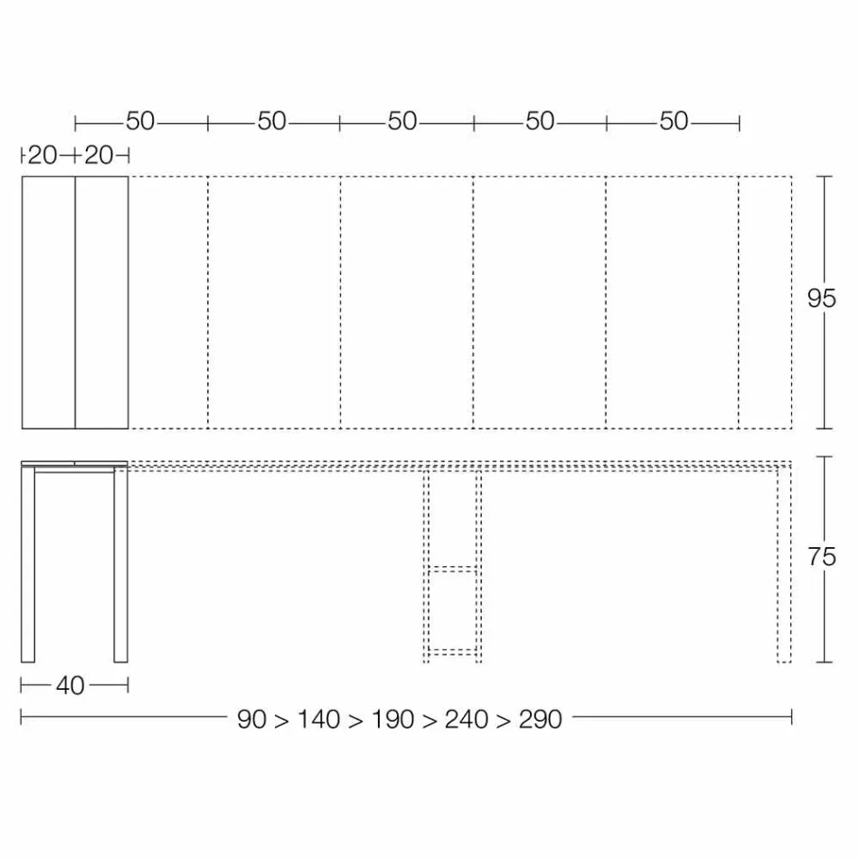 Wysuwana nowoczesna konsola z drewna dębowego i metalu Made in Italy - Nappo Viadurini