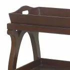 Nowoczesna konsola z tacą Walter, tapicerowana brązową skórą Viadurini