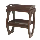 Nowoczesna konsola z tacą Walter, tapicerowana brązową skórą Viadurini