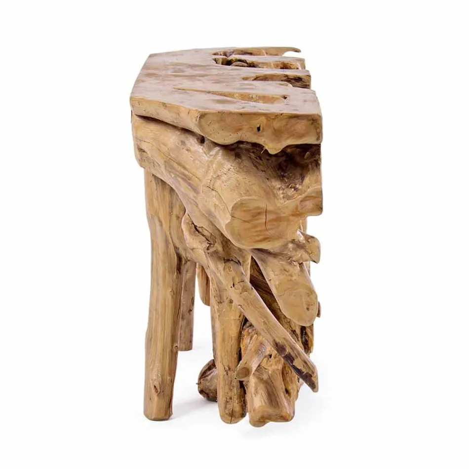 Nowoczesna, luksusowa konsola z naturalnymi korzeniami drewna tekowego - chleb świętojański Viadurini