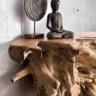 Nowoczesna, luksusowa konsola z naturalnymi korzeniami drewna tekowego - chleb świętojański Viadurini