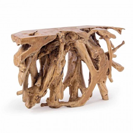 Nowoczesna, luksusowa konsola z naturalnymi korzeniami drewna tekowego - chleb świętojański Viadurini