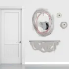 Konsola o nowoczesnym designie z piasku i beżowego drewna do montażu na ścianie - Orbit Viadurini