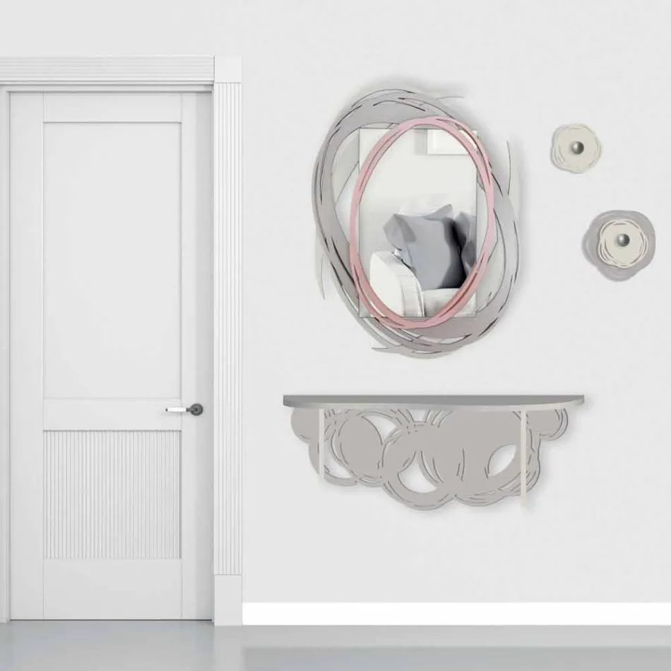 Konsola o nowoczesnym designie z piasku i beżowego drewna do montażu na ścianie - Orbit Viadurini