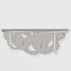 Konsola o nowoczesnym designie z piasku i beżowego drewna do montażu na ścianie - Orbit Viadurini