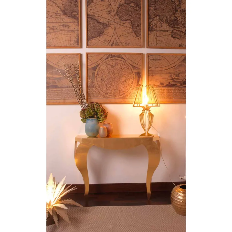 Nowoczesna konsola ze złotego lub srebrnego żelaza, wyprodukowana we Włoszech - Daledale Viadurini