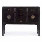 Konsola z 5 szufladami z drewna wiązowego w stylu vintage Homemotion - Sonten Viadurini