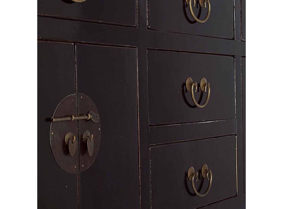 Konsola z 5 szufladami z drewna wiązowego w stylu vintage Homemotion - Sonten Viadurini