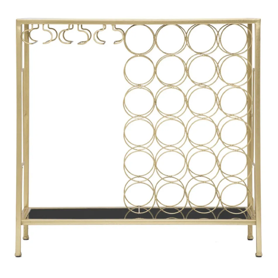 Konsola na szklaną butelkę ze złotą żelazną strukturą - Vicio Viadurini