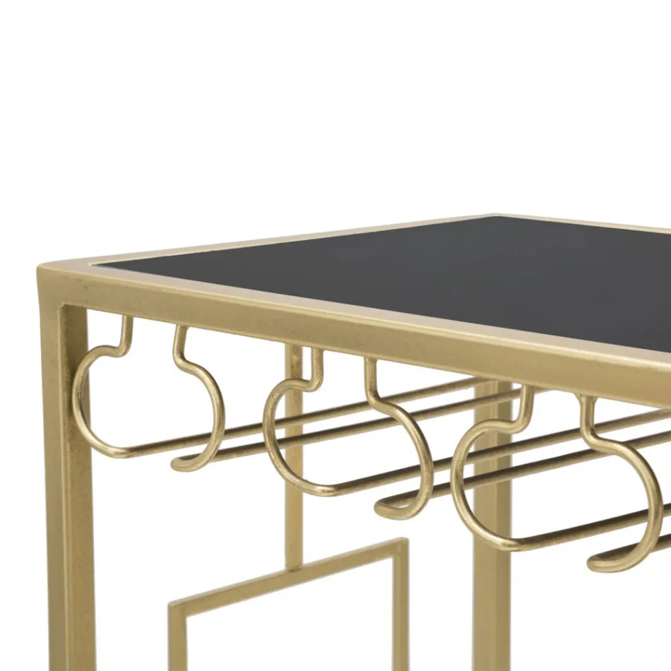 Konsola na szklaną butelkę ze złotą żelazną strukturą - Vicio Viadurini