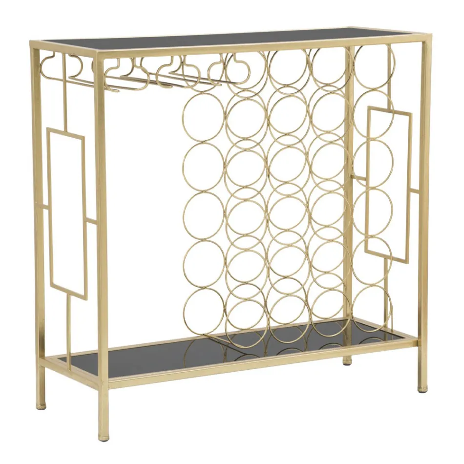 Konsola na szklaną butelkę ze złotą żelazną strukturą - Vicio Viadurini