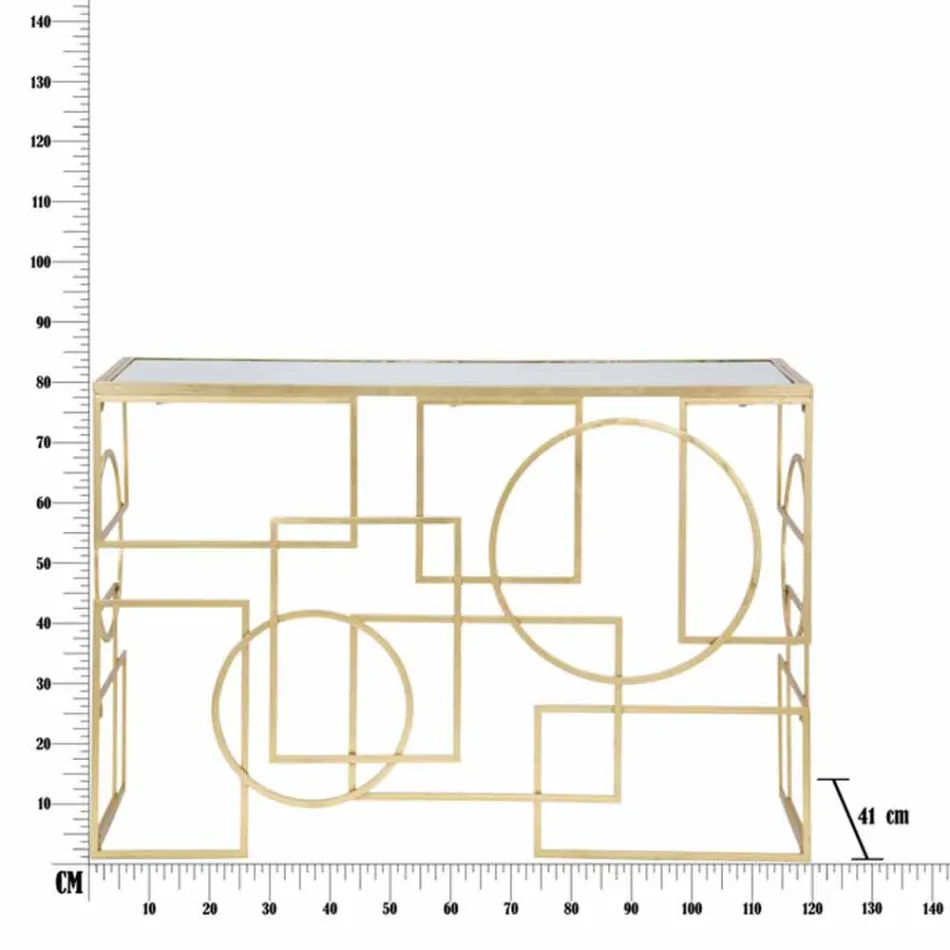 Nowoczesna prostokątna konsola z żelaza i lustra - Billie Viadurini