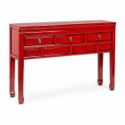Czerwona konsola z drewna wiązu z 3 szufladami Design Homemotion - Sonten Viadurini