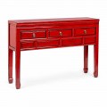 Czerwona konsola z drewna wiązu z 3 szufladami w stylu Vintage Design Homemotion - Sonten