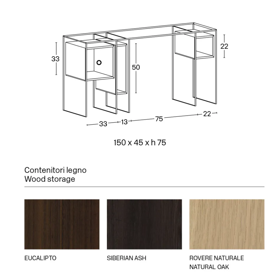 Konsola z bardzo przezroczystego szkła i drewna Made in Italy - Damiano Viadurini