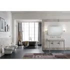 Konsola łazienkowa L 135 cm z podwójną miską ceramiczną Made in Italy - Nausica Viadurini