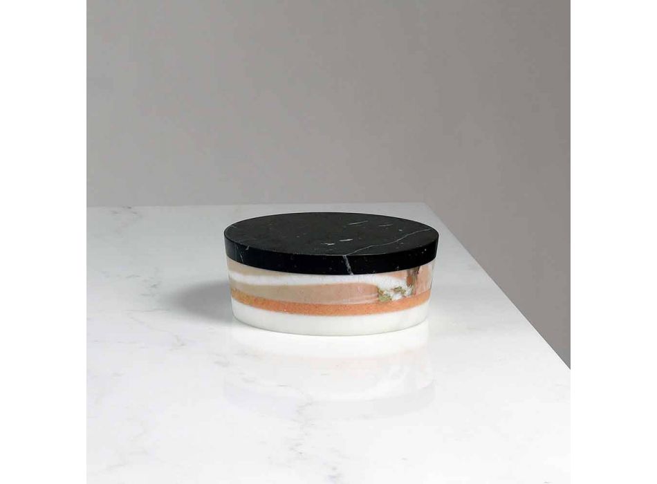 Włoski luksusowy laminowany marmurowy pojemnik centralny - Leonida Viadurini