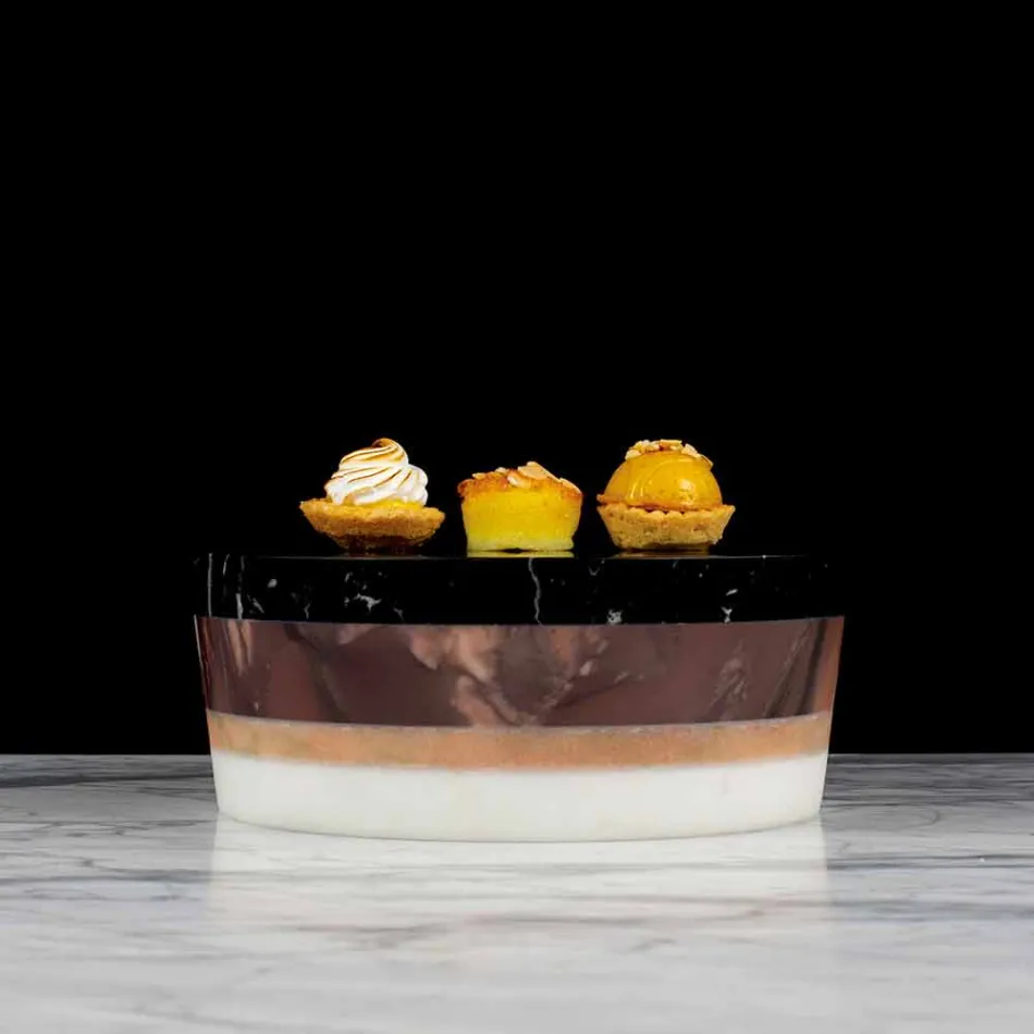 Włoski luksusowy laminowany marmurowy pojemnik centralny - Leonida Viadurini