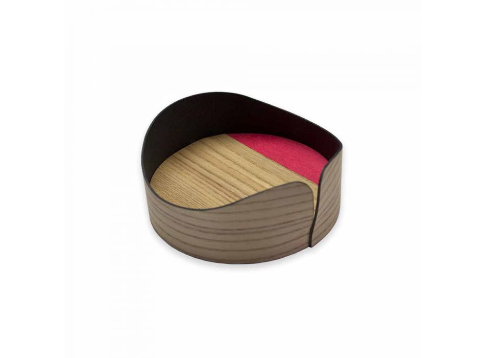 Nowoczesne okrągłe pudełko z prawdziwego drewna Made in Italy - Stan Viadurini