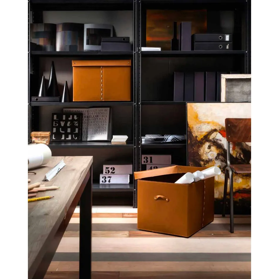 Nowoczesne pudełko do przechowywania ze skóry regenerowanej Made in Italy - Gabry Viadurini