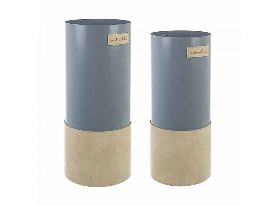 Para nowoczesnych stojaków na parasole ze stali i sztucznej skóry Homemotion - Umbro Viadurini