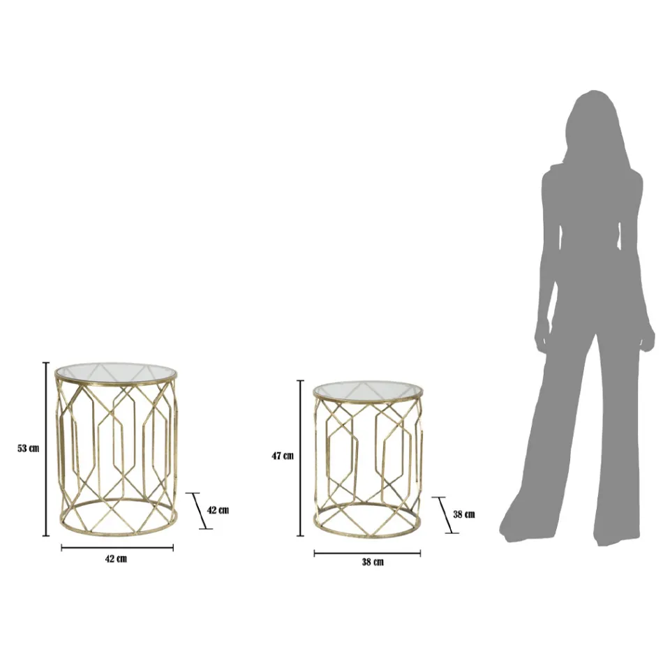 Para żelaznych stolików kawowych z okrągłym szklanym blatem - Etro Viadurini
