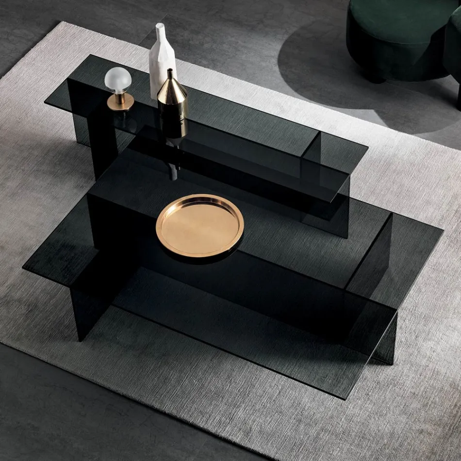 Para nowoczesnych stolików kawowych ze szkła dymionego Made in Italy - Sestola Viadurini