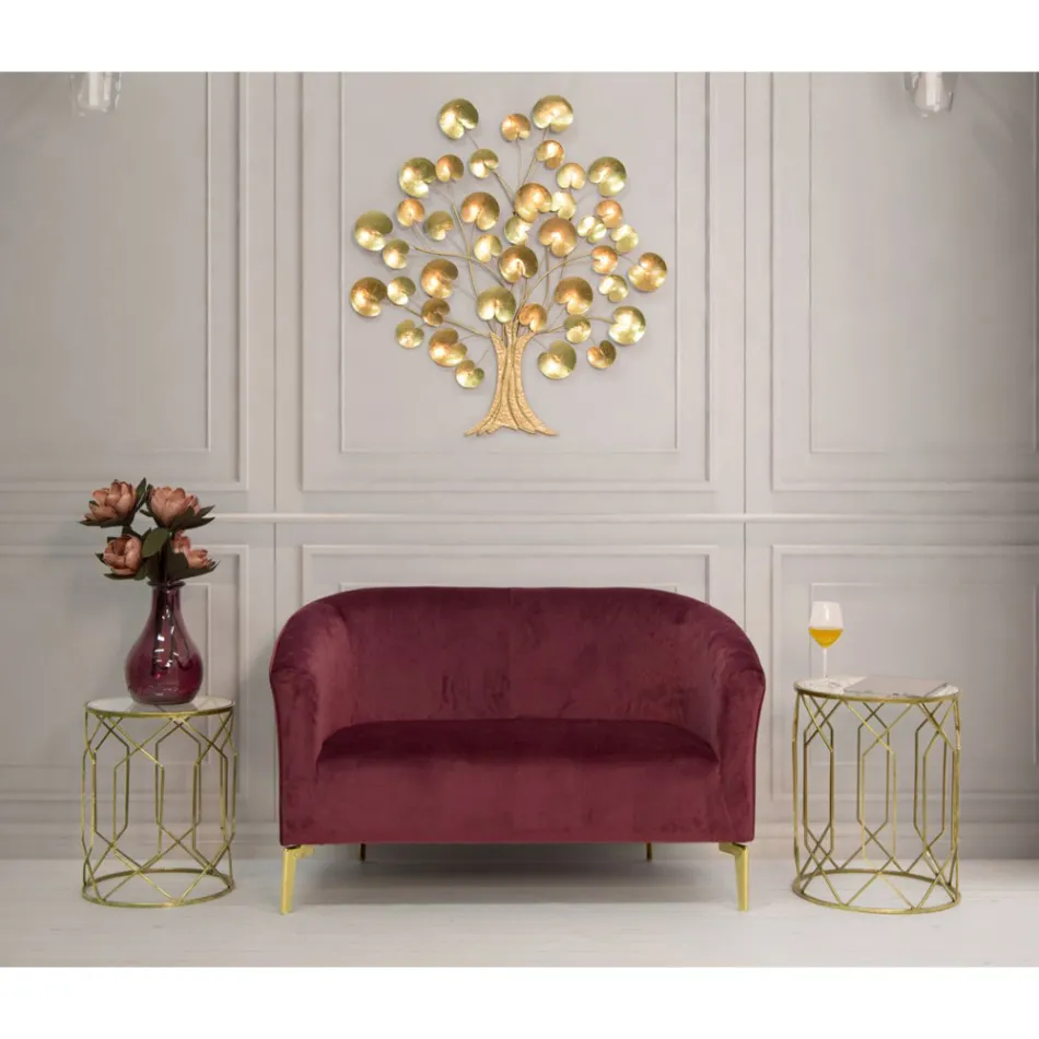 Para Złotych Żelaznych Stolików Kawowych z Okrągłym Szklanym Blatem - Etro Viadurini