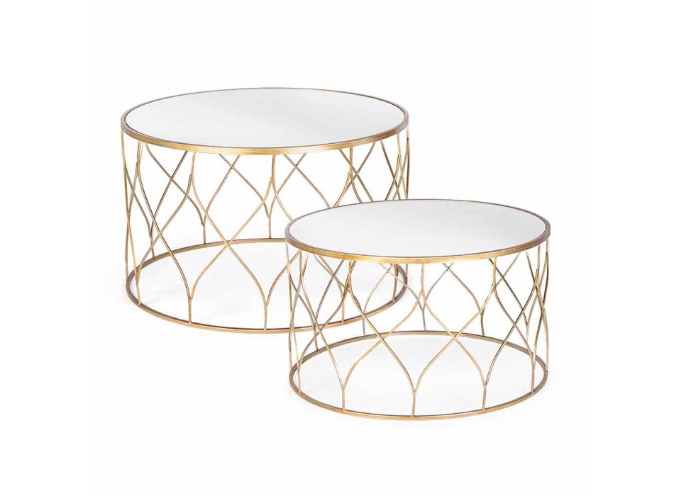 Para okrągłych stolików ze szkła i stali Homemotion - Amarillide Viadurini