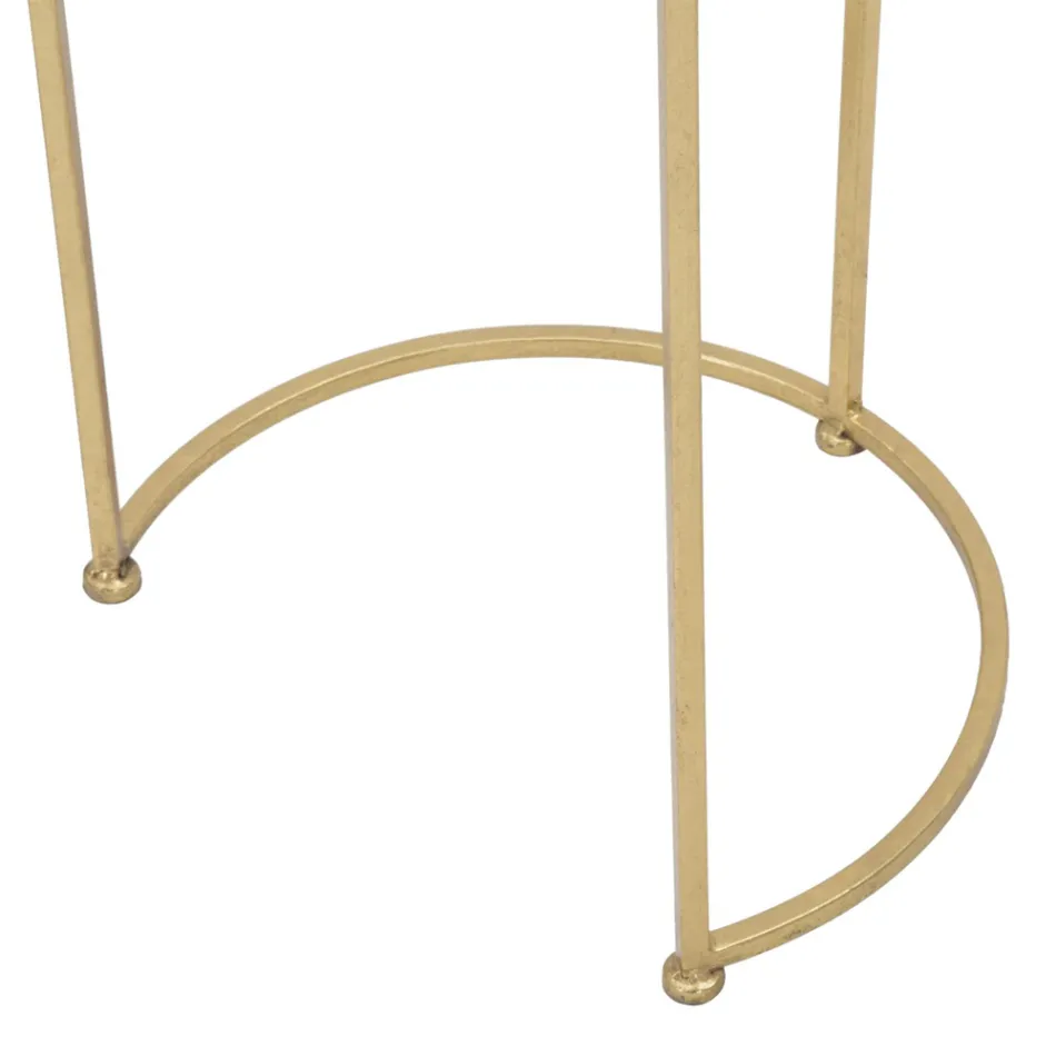 Para Okrągłych Stolików Kawowych ze Szkła i Złotego Żelaza - Avola Viadurini