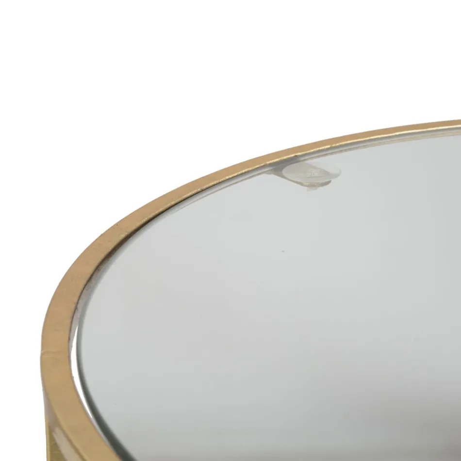 Para Okrągłych Stolików Kawowych ze Szkła i Złotego Żelaza - Avola Viadurini