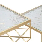 Para kwadratowych stolików telefonicznych ze złotego żelaza i szkła - Papież Viadurini
