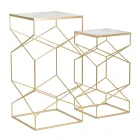 Para kwadratowych stolików telefonicznych ze złotego żelaza i szkła - Papież Viadurini