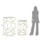 Para kwadratowych stolików telefonicznych ze złotego żelaza i szkła - Papież Viadurini