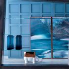 Para dekoracyjnych wazonów z niebieskiego i przydymionego kolorowego szkła, nowoczesny design - Adriano Viadurini