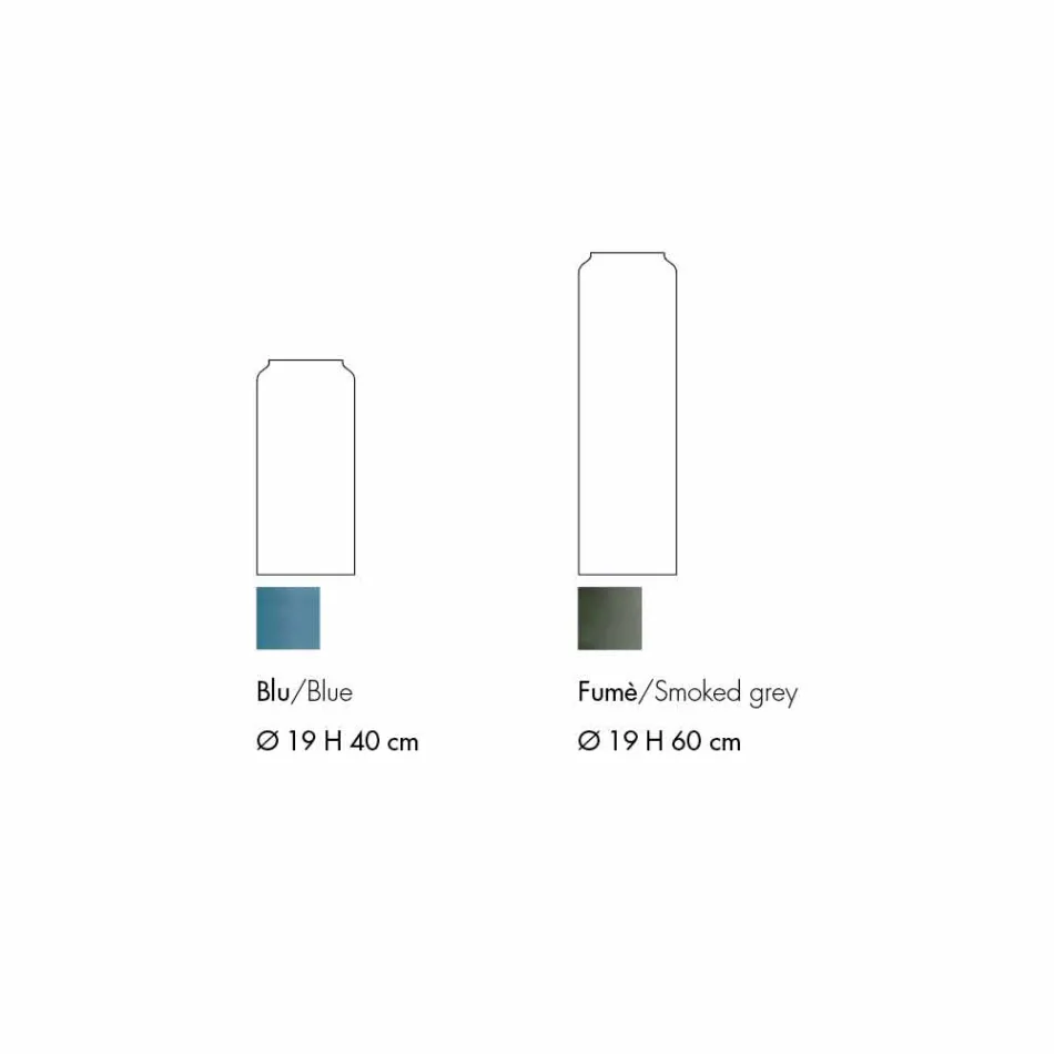 Para dekoracyjnych wazonów z niebieskiego i przydymionego kolorowego szkła, nowoczesny design - Adriano Viadurini