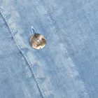 Jasnoniebieska, jasnolniana podwójna poszwa na kołdrę z guzikami i klapką – Ljuba Viadurini