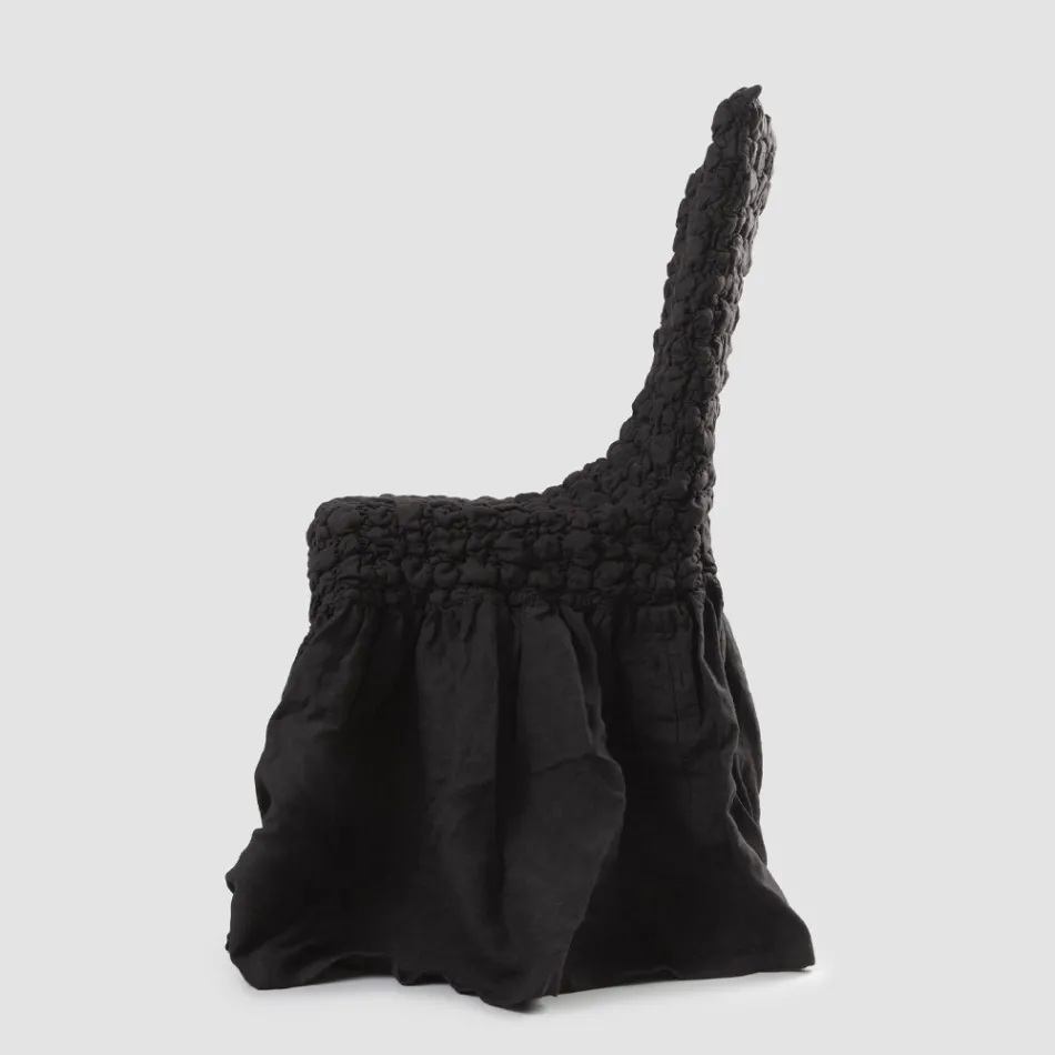 Elegancki pokrowiec na krzesło z oparciem do salonu z haftowanego lnu - Panteo Viadurini