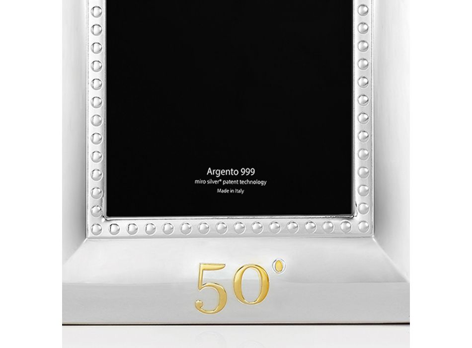 Luksusowa srebrna ramka na zdjęcia na 25 lub 50 rocznicę - Sallustio Viadurini