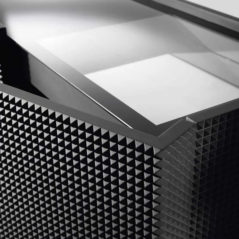 Kredens z dwóch czarnych drzwi 2 drzwi i wysuwanych szuflady Flora Viadurini