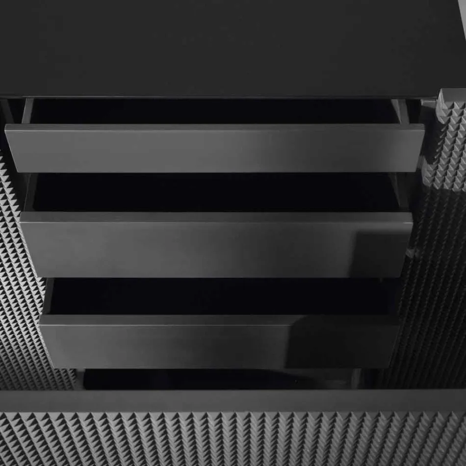 Kredens z dwóch czarnych drzwi 2 drzwi i wysuwanych szuflady Flora Viadurini