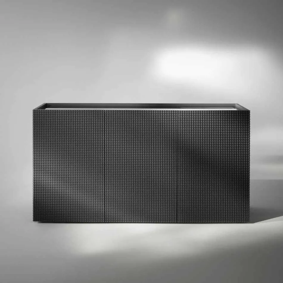 Kredens z dwóch czarnych drzwi 2 drzwi i wysuwanych szuflady Flora Viadurini