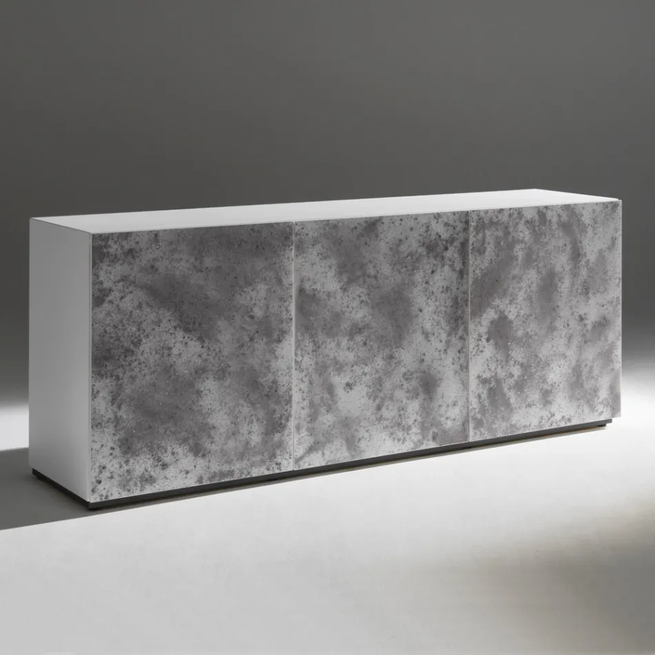 Komoda 3-drzwiowa z 3 wewnętrznymi półkami z drewna i płyty MDF - Pesci Viadurini