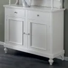 Wysoki kredens z witryną w salonie z drewna Made in Italy - Bran Viadurini