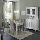 Wysoki kredens z witryną w salonie z drewna Made in Italy - Bran Viadurini